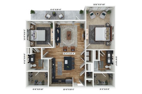 a floor plan of a house with a bedroom and a living room at Livano at Town Madison, Madison, AL 35758